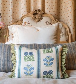 Petite Kitezh Weave Fabric by Volga Linen Delft Blue/Natural