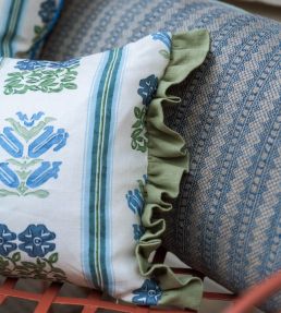 Petite Kitezh Weave Fabric by Volga Linen Delft Blue/Natural