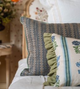 Petite Kitezh Weave Fabric by Volga Linen Delft Blue/Natural