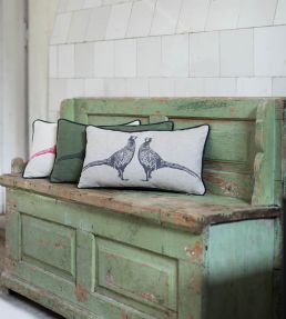 Pheasant Cushion 26 x 46cm by Barneby Gates Charcoal On Natural