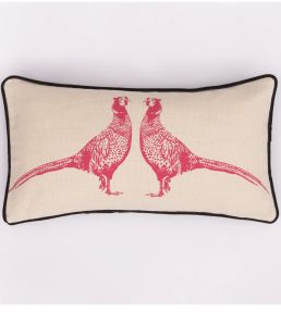 Pheasant Cushion 26 x 46cm by Barneby Gates Pink On Cream