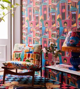Piazza Degli Arlecchini Wallpaper by MINDTHEGAP Blue/Purple