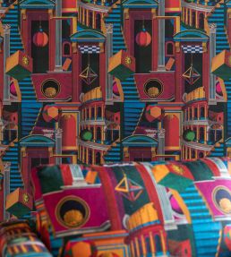 Piazza Degli Arlecchini Wallpaper by MINDTHEGAP Blue/Purple