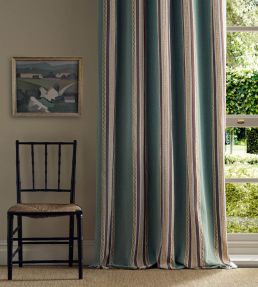 Pimlico Stripe Fabric by Morris & Co Teal/Mulberry