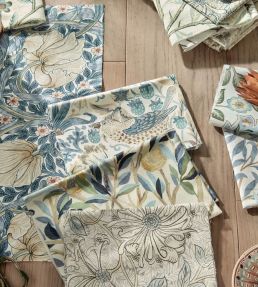 Pimpernel Wide Width Fabric by Morris & Co Light Blue/Coral