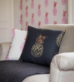 Pineapple Cushion 45 x 45cm by Barneby Gates Gold On Charcoal