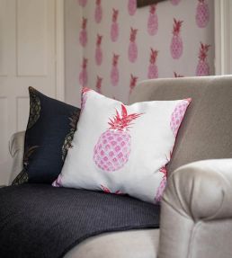 Pineapple Cushion 45 x 45cm by Barneby Gates Pink/Red On Cream