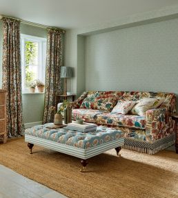 Pinetum Stripe Fabric by Sanderson Blue Clay