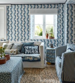 Pinetum Stripe Fabric by Sanderson Indigo
