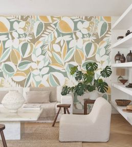 Place des Lices Mural by Casadeco Bleu / Olive