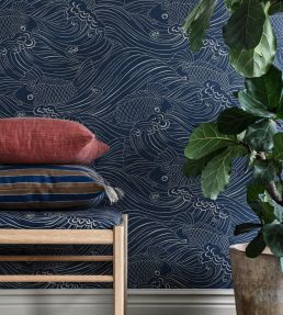 Plenty More Fish Wallpaper by Langelid Von Bromssen Ink Blue
