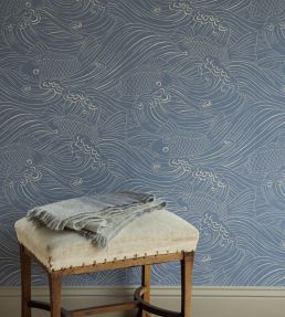 Plenty More Fish Wallpaper by Langelid Von Bromssen Washed Denim