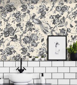 Plumage Mural by Woodchip & Magnolia Charcoal/Cream