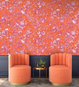 Plumage Mural by Woodchip & Magnolia Orange/Fuchsia