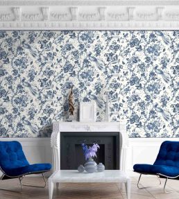 Plumage Mural by Woodchip & Magnolia Porcelain Blue