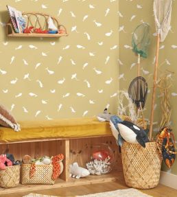 Poetic Sea Wallpaper by Casadeco Olive