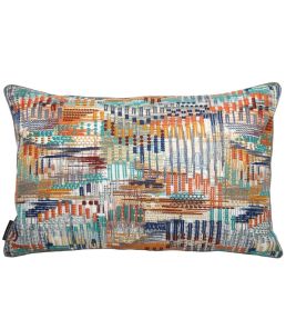Point De Vue Cushion 40 x 60cm by Maison Casamance Turquoise Orange Brûlee