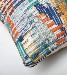 Point De Vue Cushion 40 x 60cm by Maison Casamance Turquoise Orange Brûlee
