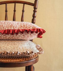 Pomegranate Dual Use Printed Linen Fabric by Volga Linen Marsala/Oyster