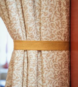 Pomegranate Dual Use Printed Linen Fabric by Volga Linen Tawny Gold/Oyster