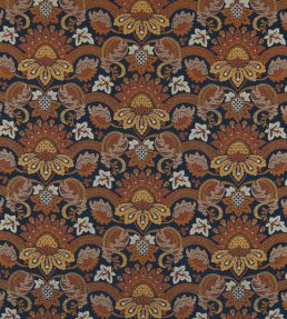 Pomegranate Velvet Fabric by Zoffany Indigo / Terracota