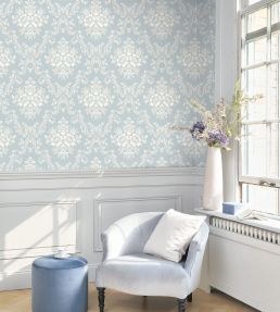 Pompadour Wallpaper by Casadeco Bleu Doux