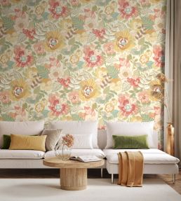Poppies & Pansies Wallpaper by Ohpopsi Apricot Twist