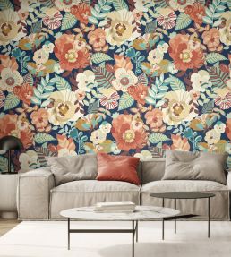 Poppies & Pansies Wallpaper by Ohpopsi Smoky Terra