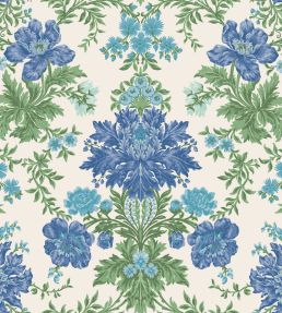 Poppies Wallpaper by Cole & Son Sapphire, Cerulean & Moss on Stone