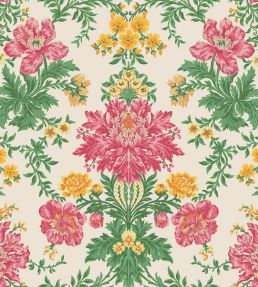 Poppies Wallpaper by Cole & Son Soft Fuchsia, Buttercup & Fern on Cream