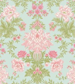 Poppies Wallpaper by Cole & Son Soft Pink, Blush & Soft Green on Mint