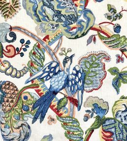 Poppinjay Linen Fabric by Ian Sanderson Bluebird