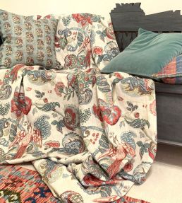 Poppinjay Linen Fabric by Ian Sanderson Bluebird