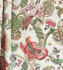 Poppinjay Linen Fabric by Ian Sanderson Rosa Mundi