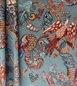 Poppinjay Velvet Fabric by Ian Sanderson Bamburgh Teal