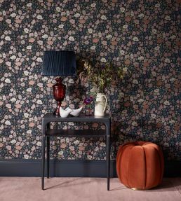 Poppy Meadowfield Wallpaper by Liberty Pewter Blue