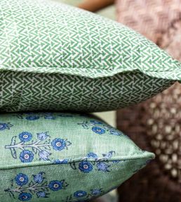 Poppy Sprig Cushion 50 x 50cm by GP & J Baker Green/Blue