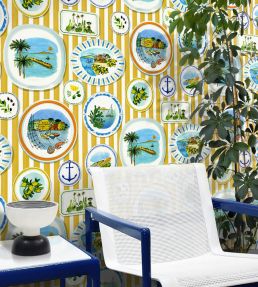 Porcellana Wallpaper by Mini Moderns Mustard