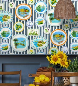 Porcellana Wallpaper by Mini Moderns Washed Denim