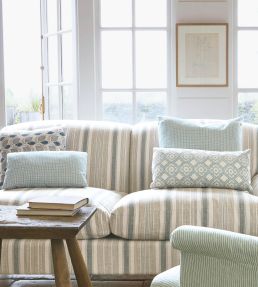 Porth Stripe Fabric by Colefax and Fowler Blue