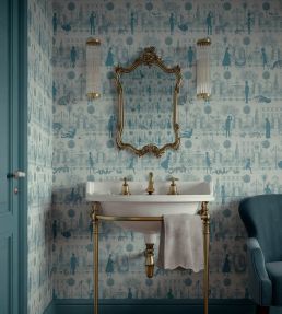 Portobello Parade Wallpaper by Divine Savages Jellied Teal