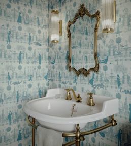 Portobello Parade Wallpaper by Divine Savages Jellied Teal
