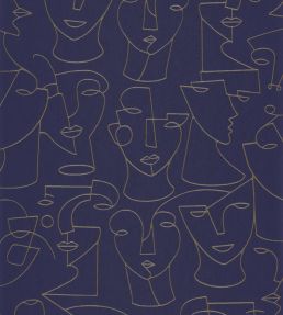 Portrait Wallpaper by Casadeco Bleu / Beige
