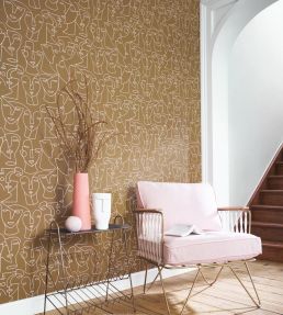 Portrait Wallpaper by Casadeco Cognac