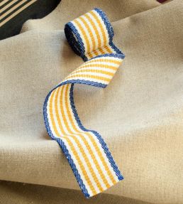 Portrait Stripe Braid Trimming by Ian Mankin Ochre/Navy