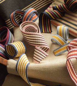 Portrait Stripe Braid Trimming by Ian Mankin Ochre/Navy