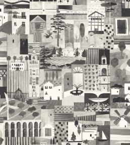 Postal Wallpaper by Tres Tintas Black and White