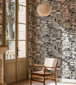 Postal Wallpaper by Tres Tintas Black and White