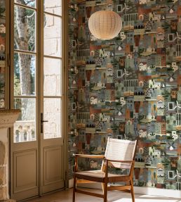 Postal Wallpaper by Tres Tintas Blue