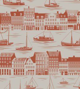 Postcard to Inger Wallpaper by Mini Moderns Harvest Orange